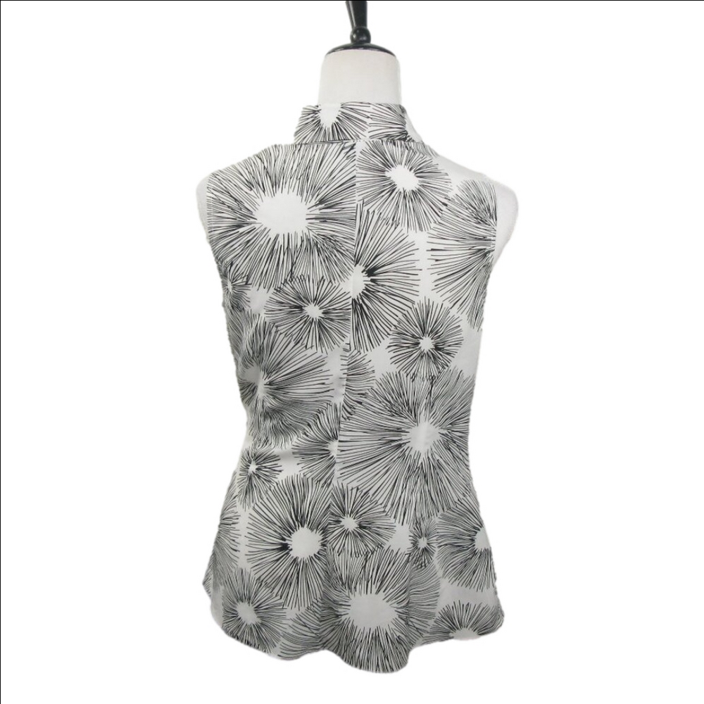 Cabi White/Black Patterned Partial Button Front S… - image 4